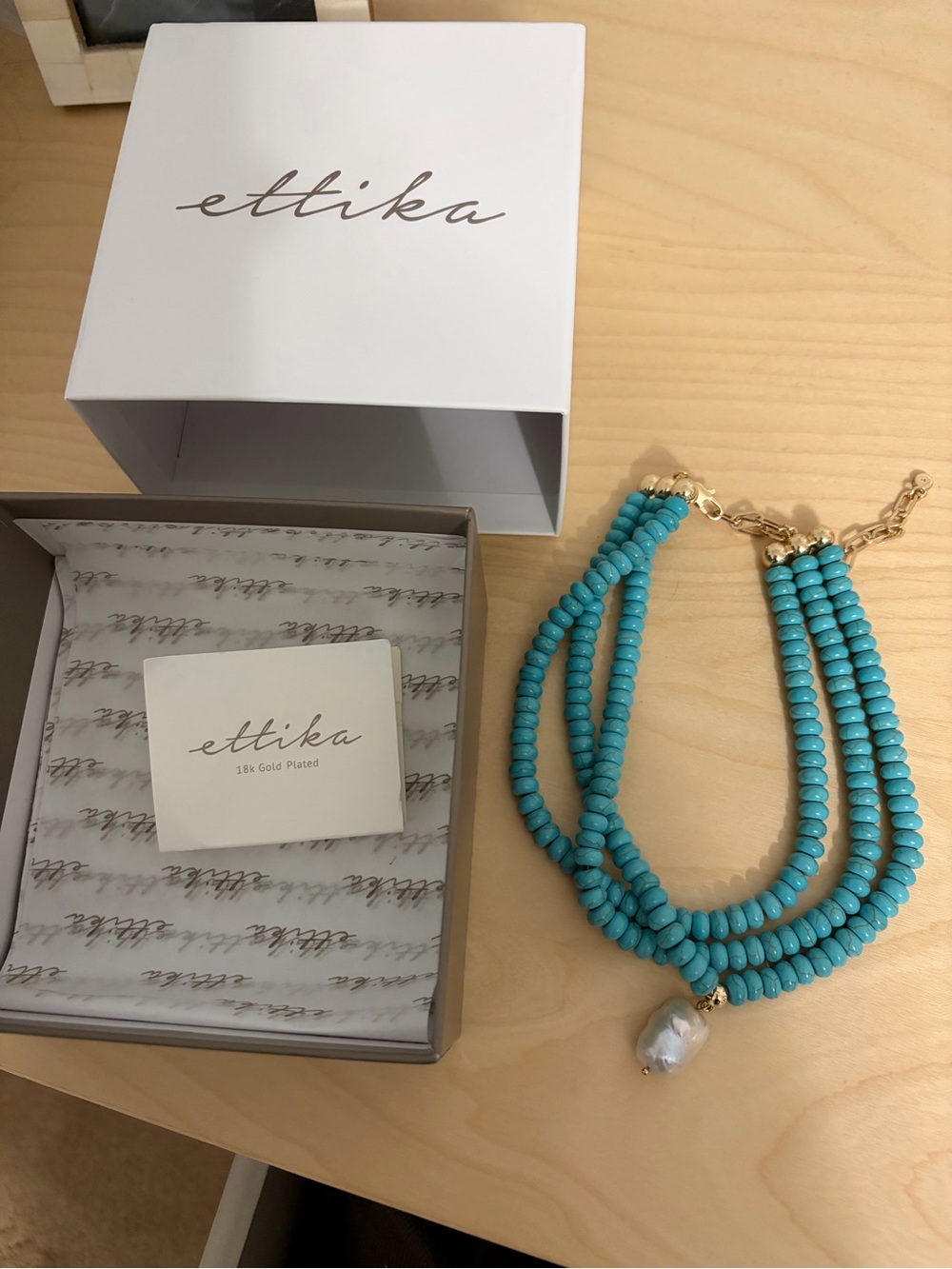 ettika marina layers turquoise necklace new in box